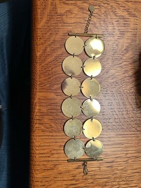 Gold Metal Disc Link Bracelet - Women Jewelry
